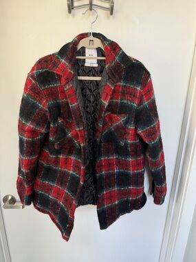 Plaid Utility Jacket in Red & Black -
